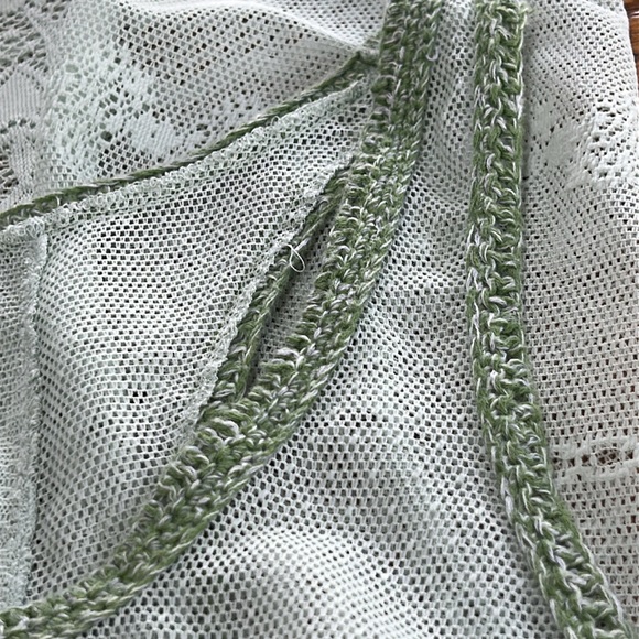 Free People mint green lace racerback tank top with crochet details. Size Medium - Picture 10 of 16